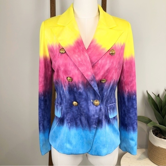 Colorful Rainbow tie dye double breasted blazer XS - Picture 3 of 12